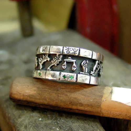 Personalized Cosmic Sigil Talisman Ring - Silver