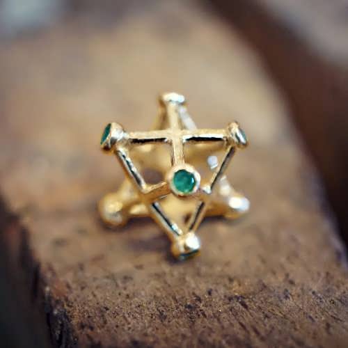 Inlaid Merkaba Small with Emerald