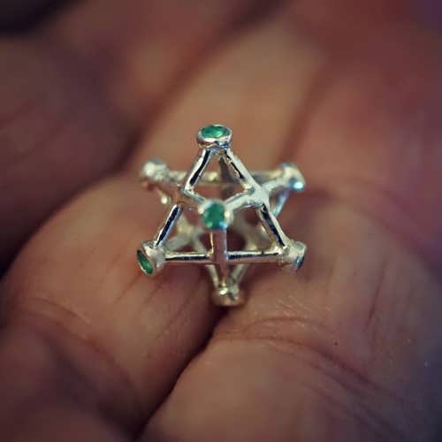 Inlaid Merkaba Small with Emerald