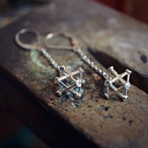 Inlaid Merkaba Earrings Silver Small