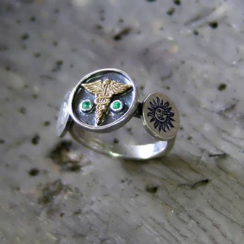 Alchemical Wedding Talisman Ring Silver and Gold