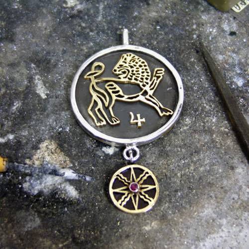 Jupiter-Leo Kazimi Talisman Pendant Silver and Gold