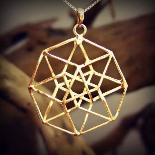 Tesseract Pendant Gold