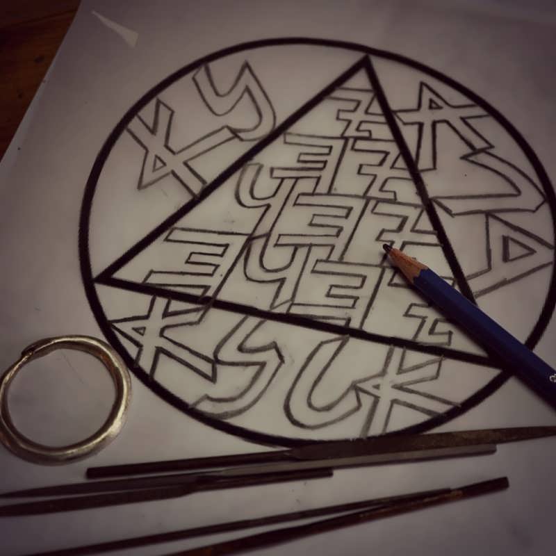 Copper Snake Talisman Drawing