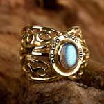 I love therefore I am ring gold with Moonstone
