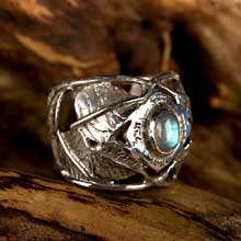 Anello Buddhi intarsiato - argento