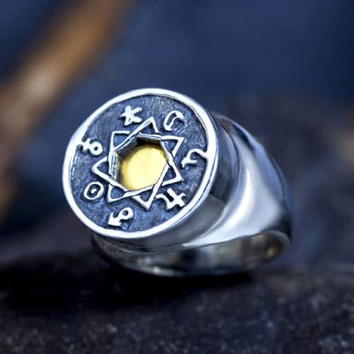 Five Metal Ring with Gold Star of David by HaAri – BubbiesJudaica.com