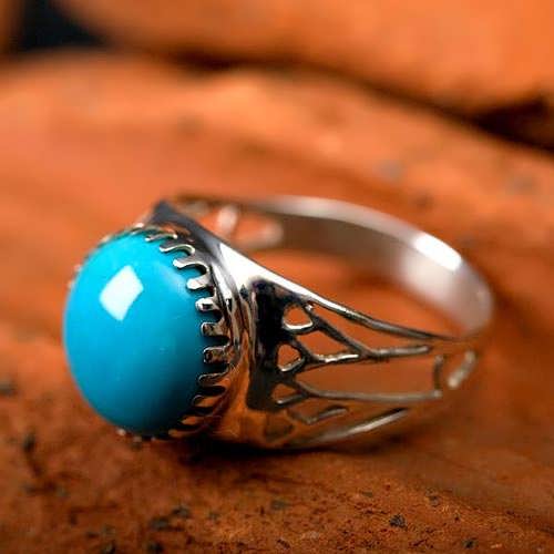 Egyptian Lotus ring silver with Turquoise