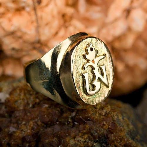 Tibetan Om Ring Gold