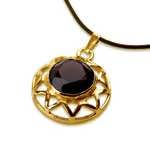 Inlaid Enneagram gold with Smoky Quartz