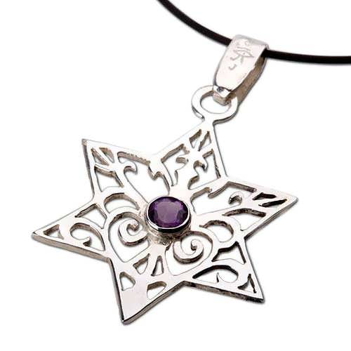 Inlaid Star of david - silver with Amethyst