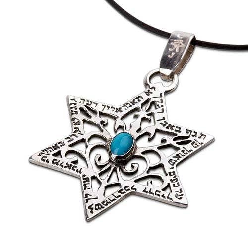 Star of David for protection silver with Turquoise