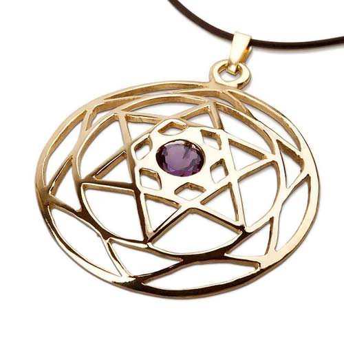 Star of David Mandala gold with Amethyst