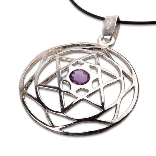 Star of David Mandala silver with Amethyst