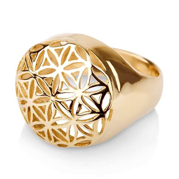 Sacred Geometry Gold Flower of Life Ring SALE Spiritual Ceremony Commitment Ring Petite Gold Plated Seed of Life Ring